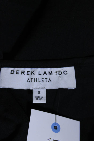 Derek Lam 1OC Women's Scoop Neck Sleeveless Leather Blouse Black Size S