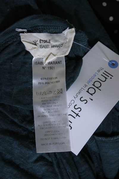 Etoile Isabel Marant Women's Round Neck Short Sleeves Mini Dress Teal Size M