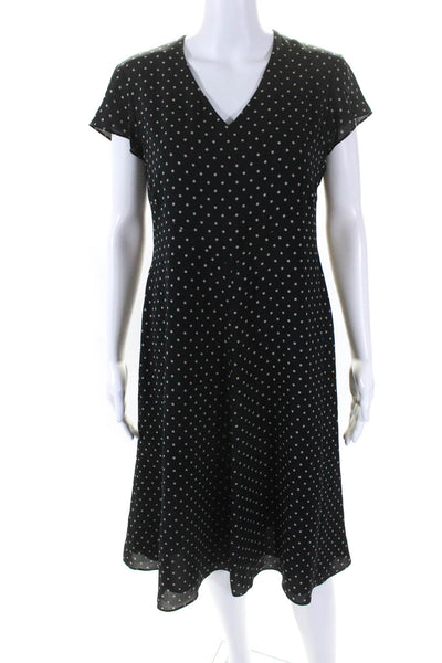 Lauren Ralph Lauren Women's Short Sleeves A-Line Polka Dot Midi Dress Size 8