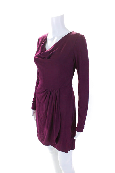 Ali Ro Women's Cowl Neck Long Sleeves Cinch Mini Dress Purple Size 4