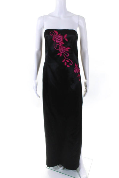 Jessica McClintock Women's Square Neck Embroidered Maxi Dress Black Size M