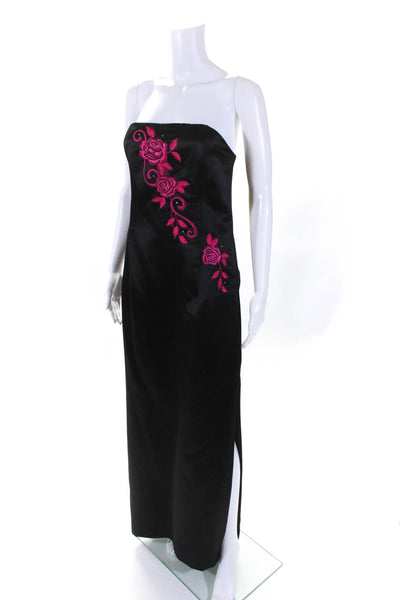 Jessica McClintock Women's Square Neck Embroidered Maxi Dress Black Size M