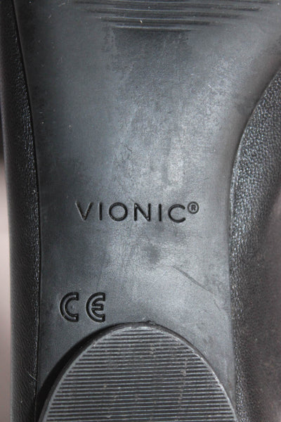 Vionic Women's Round Toe Bow Slip-On Ballet Flat Shoe Black Size 5