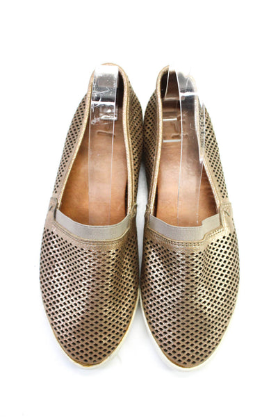 Frye Women's Round Toe Mesh Rubber Sole Slip-On Shoe Gold Size 6