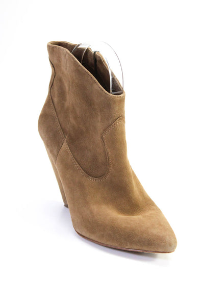 Vince Camuto Women's Pointed Toe Suede Cone Heels Ankle Boot Camel Size 7