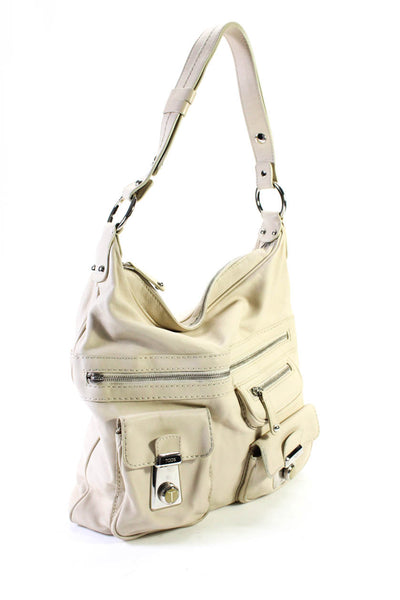 Tods Women's Zip Closure Pockets Top Handle Shoulder Handbag Cream Size M