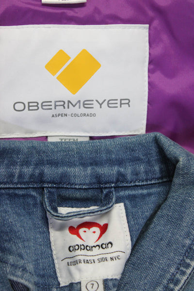 Appaman Obermeyer Girls Blue Multi Striped Long Sleeve Denim Jeans Size 7 XS lot