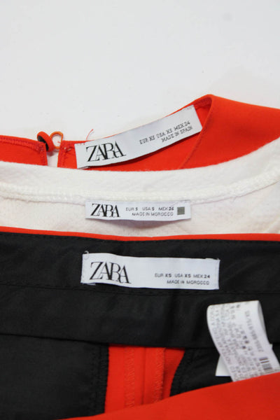 Zara Womens Asymmetrical Pullover Blouse Top + Pants Set Orange Size XS S Lot 2