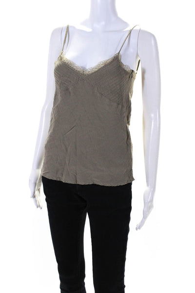 Zadig & Voltaire Womenas Spaghetti Strap V Neck Tank Top Green Cotton Size 2