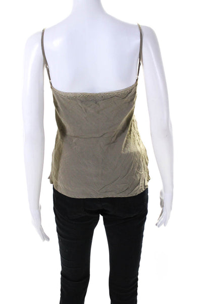 Zadig & Voltaire Womenas Spaghetti Strap V Neck Tank Top Green Cotton Size 2