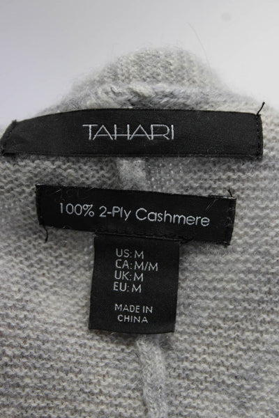 Tahari Womens Cashmere Long Sleeves Wrap Sweater Heather Gray Size Medium