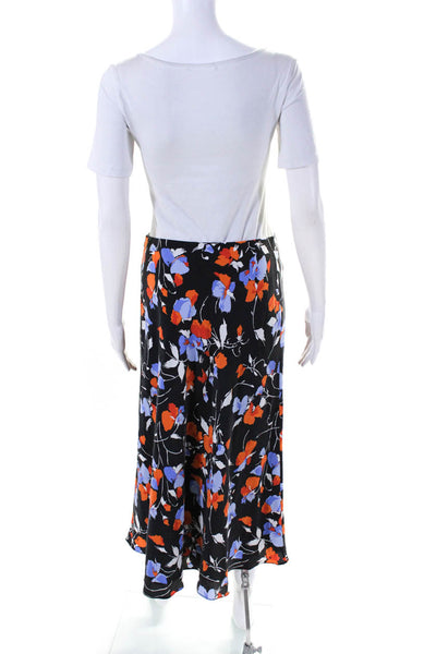 Joie Womens Silk Crepe Floral Mid Rise Zip Up A-Line Maxi Skirt Black Size 4