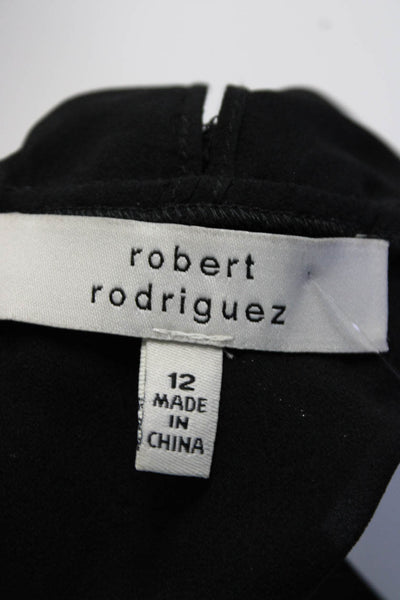 Robert Rodriguez Womens Chiffon Lace Sleeveless Crew Neck Blouse Black Size 12