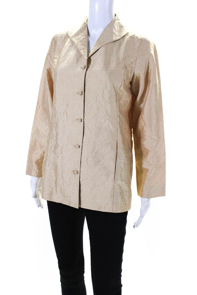 Eileen Fisher Women's Collared Long Sleeves Button Up Jacket Beige Size XS