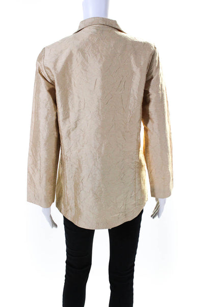Eileen Fisher Women's Collared Long Sleeves Button Up Jacket Beige Size XS