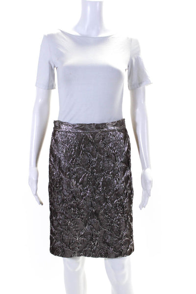 Michael Kors Women's  Line Zip Closure A-Line Mini Skirt Silver Size 6