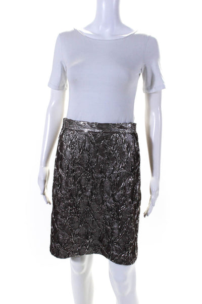 Michael Kors Women's  Line Zip Closure A-Line Mini Skirt Silver Size 6