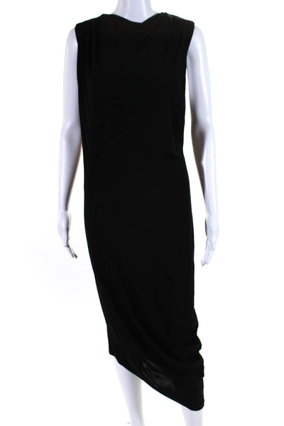 Haute Hippie Womens Sleeveless Scoop Neck Draped Knit Midi Dress Black Large