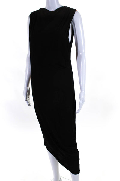 Haute Hippie Womens Sleeveless Scoop Neck Draped Knit Midi Dress Black Large