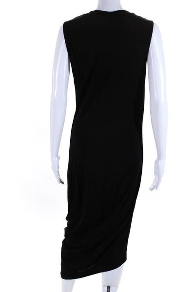 Haute Hippie Womens Sleeveless Scoop Neck Draped Knit Midi Dress Black Large