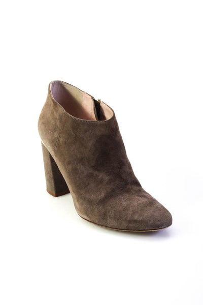 Kate Spade New York Womens Side Zip Block Heel Booties Brown Suede Size 8.5B