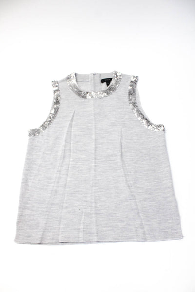 J Crew Womens Sleeveless Sequin Trim Knit Tank Top Gray Size S Lot 2