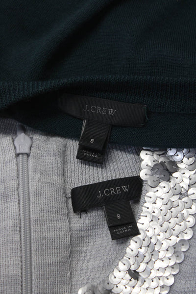 J Crew Womens Sleeveless Sequin Trim Knit Tank Top Gray Size S Lot 2