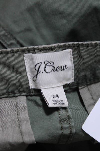 J Crew Womens Cotton Button Closure Mid-Rise Tapered Pants Green Size 24