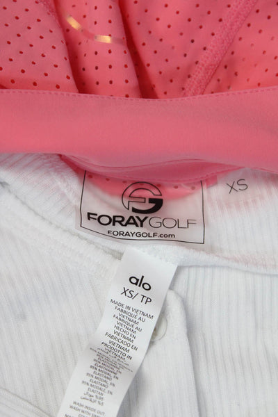 Alo Yoga Foray Golf Womens Button Up Long Sleeve Crop Top White Size XS Lot 2