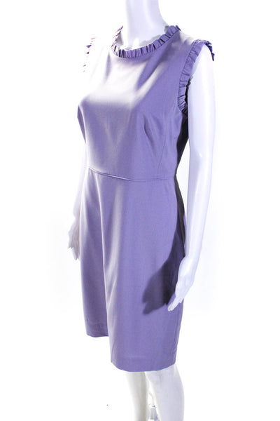 J Crew Womens Wool Ruffled Trim Knee Length Sheath Dress Lavender Purple Size 6