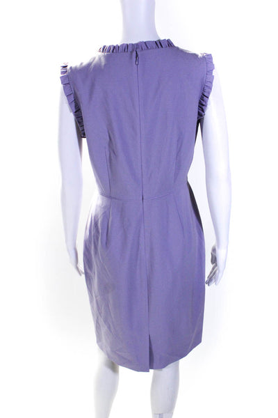 J Crew Womens Wool Ruffled Trim Knee Length Sheath Dress Lavender Purple Size 6