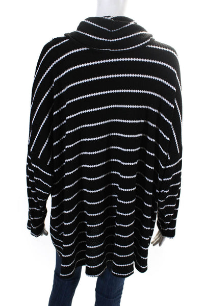 Catherine Catherine Malandrino Womens Cowl Neck Striped Top Black White Size 2X