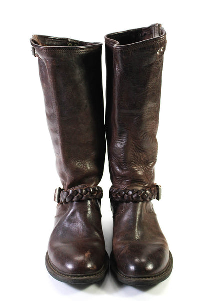 Golden Goose Deluxe Brand Womens Brown Leather Braided Buckle Midi Boots Size 9