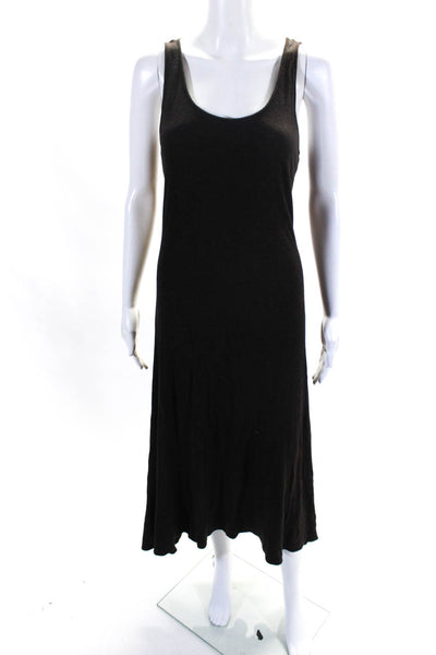 Eileen Fisher Womens Sleeveless Scoop Neck Knit Long Dress Brown Size Small