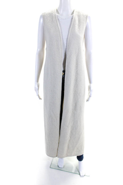 Aker Womens Sleeveless Knit Long Wrap Jacket White Size Small