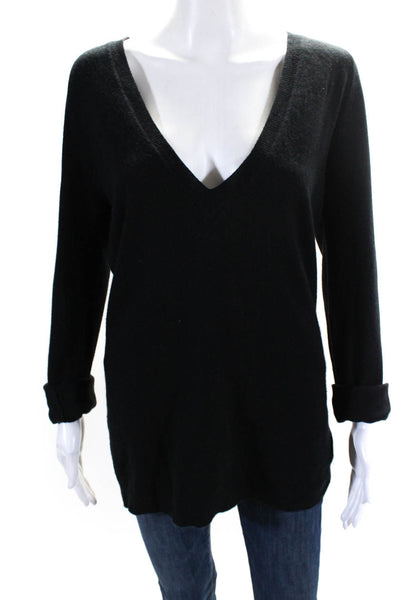 Karoo Mark Eisen Womens Long Sleeve V Neck Sweatshirt Black Size 1