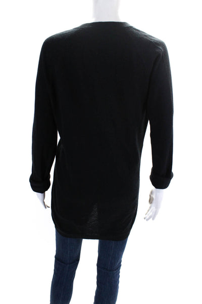 Karoo Mark Eisen Womens Long Sleeve V Neck Sweatshirt Black Size 1