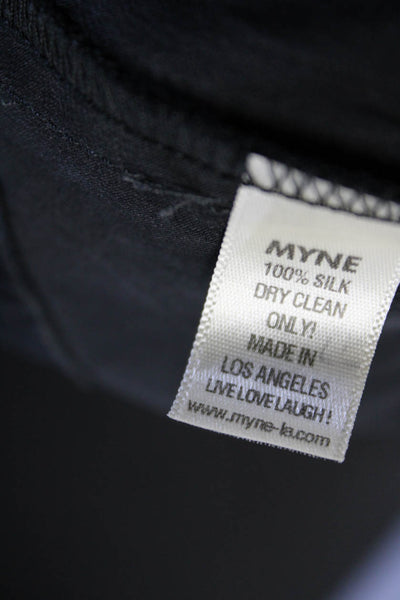 Myne Womens Front Zip Tiered Knee Length Silk Skirt Black Size 4