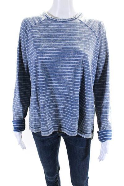 Rag & Bone Jean Womens Acid Wash Stripe Long Sleeve Top Tee Shirt Blue Medium