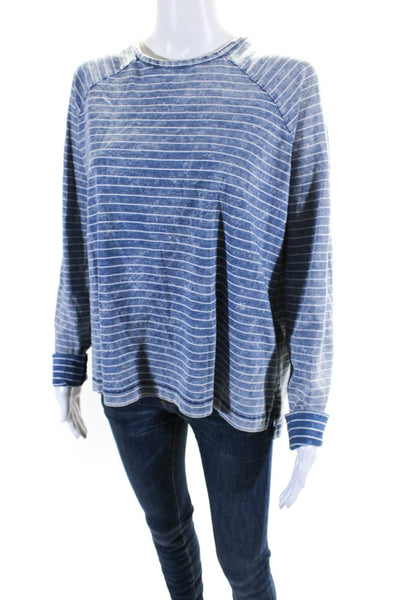 Rag & Bone Jean Womens Acid Wash Stripe Long Sleeve Top Tee Shirt Blue Medium