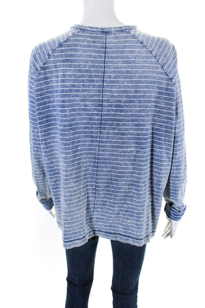 Rag & Bone Jean Womens Acid Wash Stripe Long Sleeve Top Tee Shirt Blue Medium