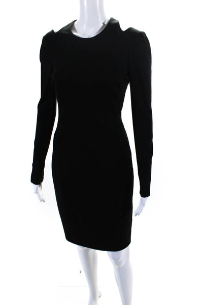 Jason Wu Women Cold Shoulder Cutout Long Sleeve Jersey Sheath Dress Black Size 4