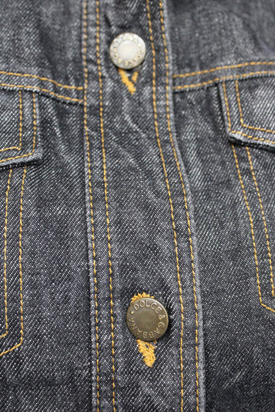 Dolce & Gabbana Womens Button Fornt Collared Jean Jacket Gray Denim Size IT 40