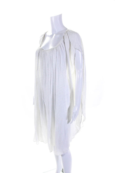 Mara Hoffman Womens Metallic Pinstripe Dolman Sleeve Cover Up Dress White XS/S