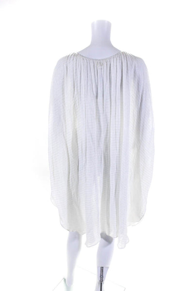 Mara Hoffman Womens Metallic Pinstripe Dolman Sleeve Cover Up Dress White XS/S