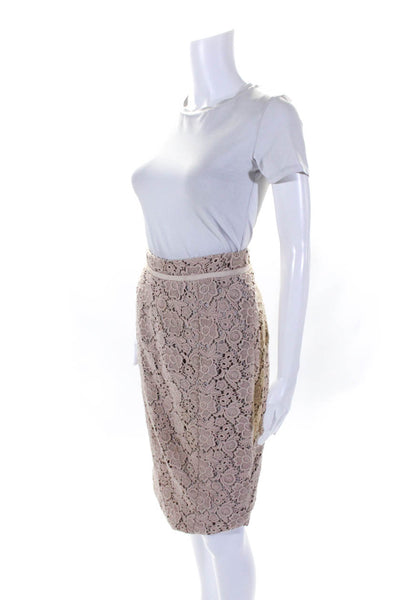 Tibi Womens Floral Lace Midi Length Lined Pencil Skirt Beige Size 4