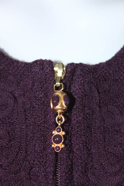 St. John Collection Womens Soutache Woven Full Zip Jacket Purple Size 10