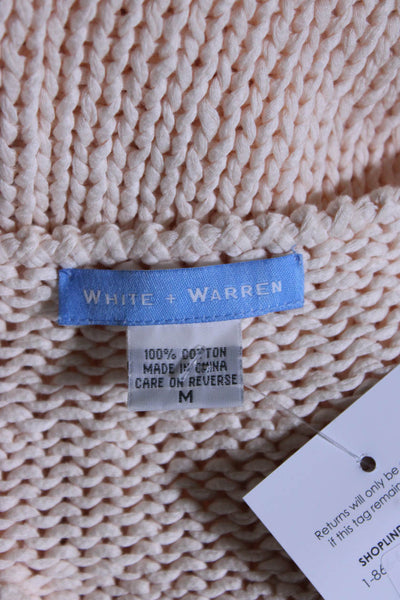 White + Warren Womens Short Sleeves Cardigan Sweater Pink Cotton Size Medium