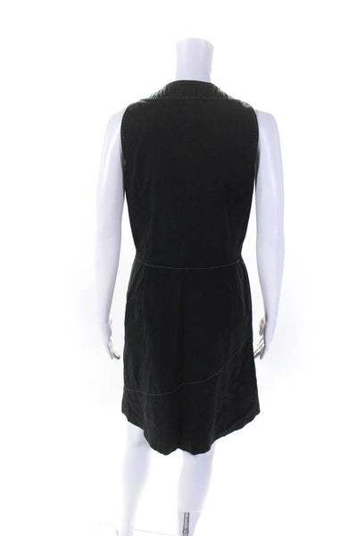 Genny Womens Sleeveless Button Down Shirt Dress Black Cotton Size Medium