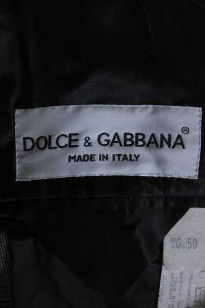 Dolce & Gabbana Mens Plaid Three Button Blazer Jacket Black Wool Size EUR 50